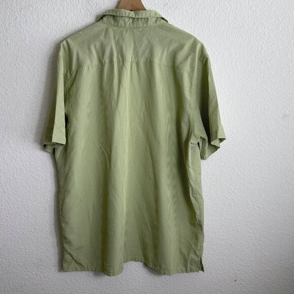 Columbia Sportswear Mens XL Short Sleeve Green Plaid Button-Up Shirt With Chest - Picture 7 of 7